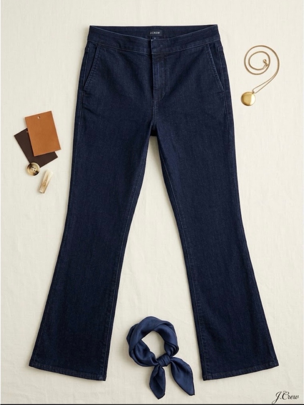 J. Crew Dark Navy Flare Jeans - Stretch Wide Leg